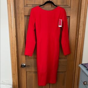SPANX Vibrant Red Ponte Sheeth Long Sleeve Dress NWT small